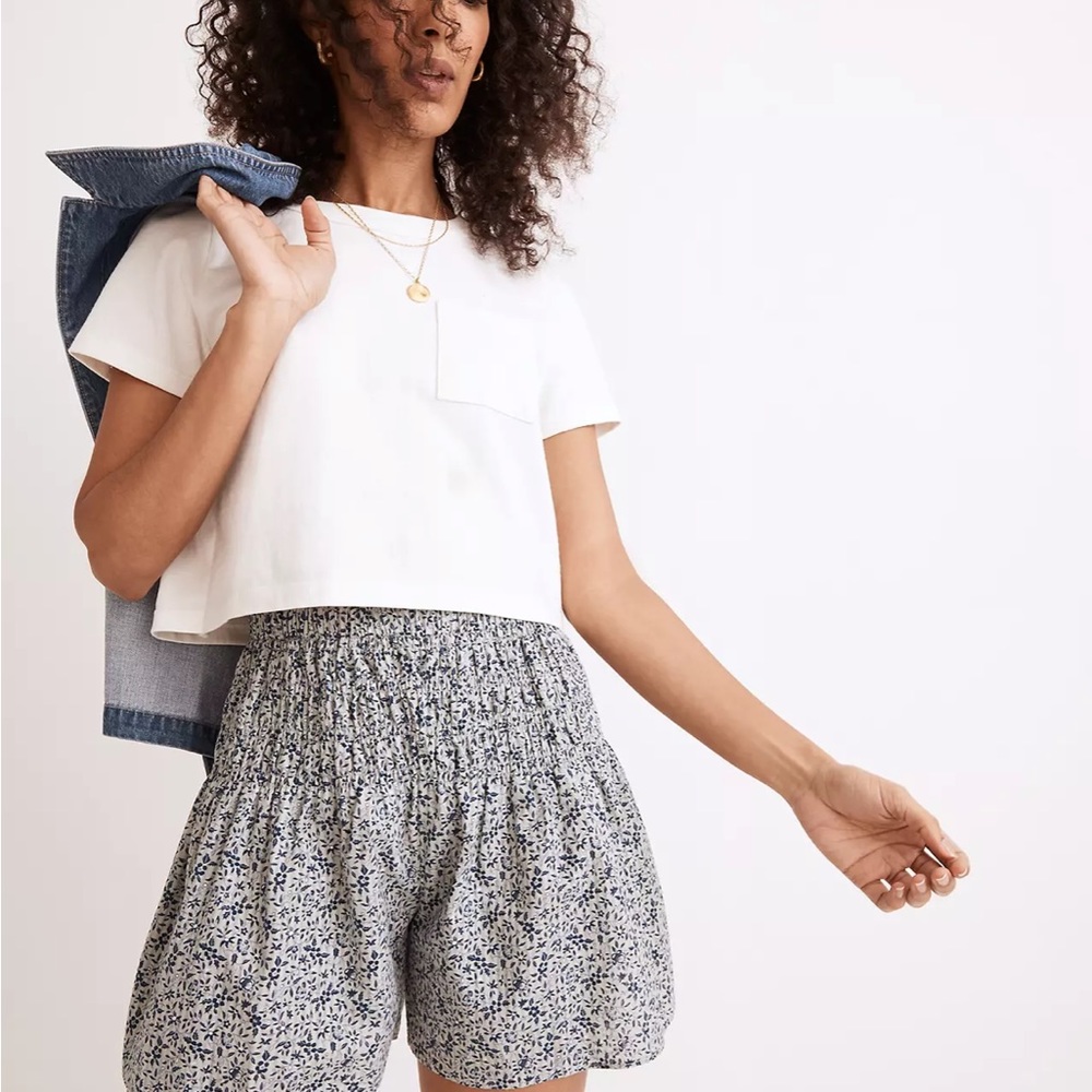 Madewell Smocked Pull-On Shorts in Florentine Floral